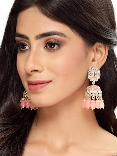 Plated Kundan With Meenakari Jhumka Earrings (E105767)