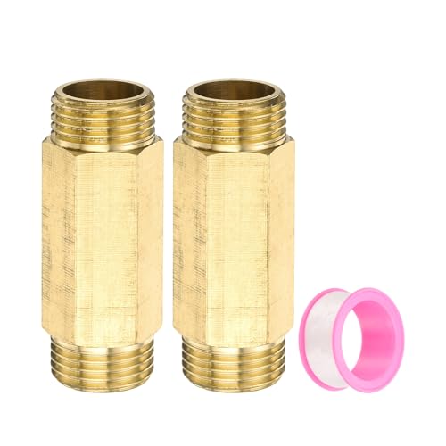 PATIKIL 2 Unidades De Accesorios De Latón Para Tuberías De 1/2' G Macho X 1/2' G Macho, Adaptador De Extensión Niple De Latón Para Conexión De Tuberías De 2.4's / 60mm De Longitud