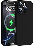 Goodon Magnetic for iPhone 16 Pro Max Case with Screen Protector - Wireless Charging Compatible - Full Camera Protection - Shockproof Protective Silicone Phone Case for Men Women Girls - Black