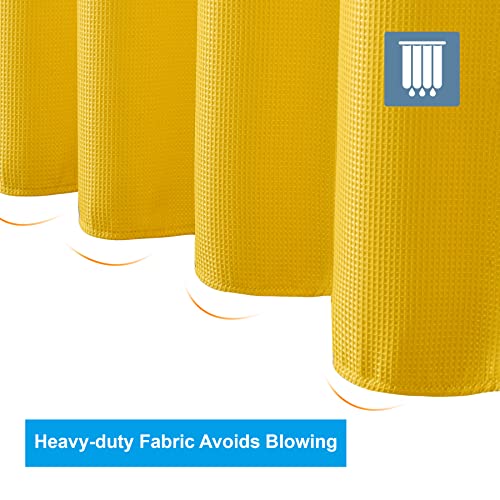 Image of AmazerBath Waffle Shower Curtain, Bright Yellow Shower Curtain Fabric with Waffle Weave, Heavy Duty 240GSM, Hotel Quality Bathroom Shower Curtains, 72 x 72 Inches