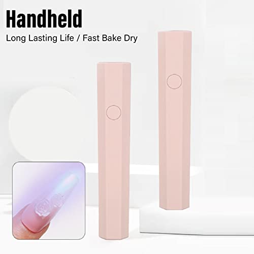 Handheld Nail Lamp, Mini Nail Dryer, Soft Light 1pcs LED Portable Cute Mini UV Nail Dryer for Fast Curing Home (Pink) - Image 2