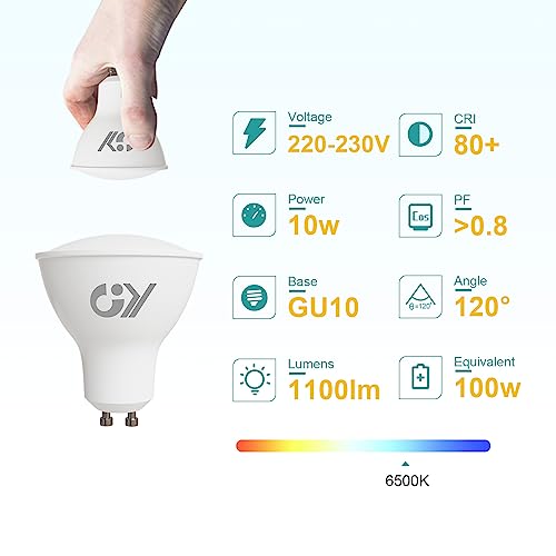 GY GU10 LED Bulbs Cool White 6500K 10W 1100lm - Image 2