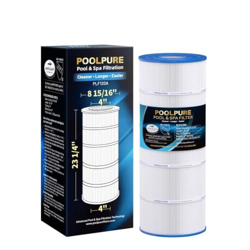 POOLPURE C1200 Pool Filter Replaces Hayward C1200, CX1200RE, HAY823C, Pleatco PA120, Ultra-B2, Unicel C-8412, Filbur FC-1293, Clearwater II 125, Waterway Pro Clean PCCF-125, L x OD:23 1/4' x 8 15/16'