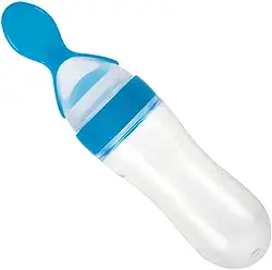Colher Dosadora de Silicone para Bebê, Azul, para Papinha e Mamadeira