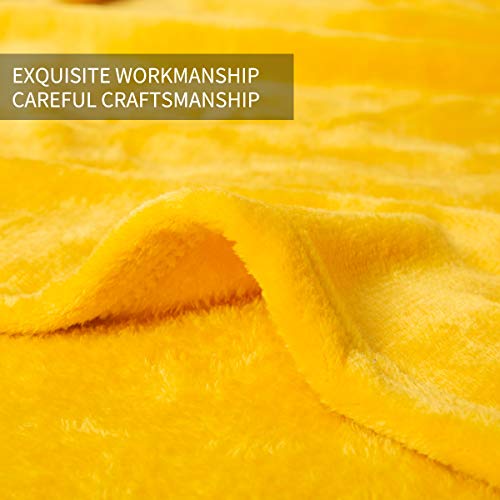 Rendiele Fleece Throw Blankets Fluffy Warm Solid Color Blankets For Bed (Yellow, 50X60 Throw) #TOP3