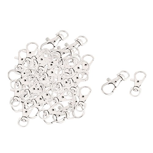 uxcell Trigger Hook Clip Buckle Keyring Keychain Lobster Swivel Clasp 50pcs Silver Tone