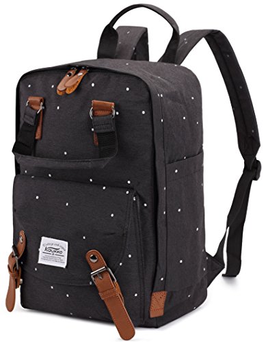 Rucksack Damen Herren Schulrucksack,KAUKKO 15 Zoll Backpack Kinder Laptop Rucksack Lässiger Daypacks für Wander Outdoor Reise (Schwarz)