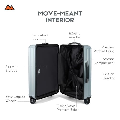 Image of MOVE-MEANT ROAMIFY Small Cabin Suitcase 55 CM 8 Wheels Number Lock Poly Carbonate Silver Trolley Bag for Men & Women | 360 Degree Wheeling System Luggage | Trolley Bags for Travel