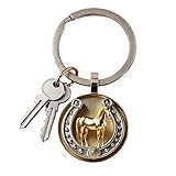 Llavero de herradura - amuleto de la suerte año del caballo | Colgante en relieve 2D chapado en oro, llavero de metal con pezuña de caballo para hombres y mujeres, regalo de buena suerte para los aman