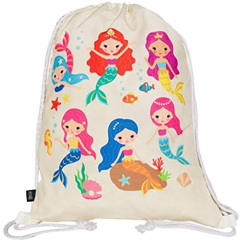HECKBO Kids Mermaid Gym Drawstring Bag - 40x32cm - 12.6" x 15.8" - Lightweight String Bag - Kindergarten Daycare crèche School Football - Children Kids Girl boy Backpack, Sports Bag, Fabric Bag Cover