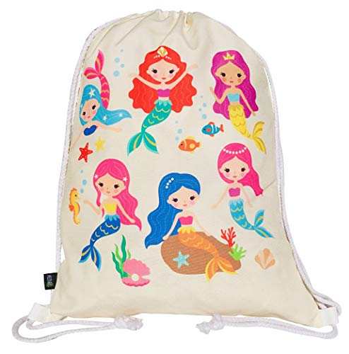 HECKBO Mochila niñas con dibujo de sirena - impresa por ambas caras con dibujos coloridos de...