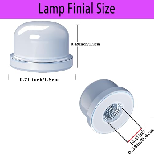 Image of White Lamp Finials, 1 /4-27 Thread, 1 /2 Inch Lamp Shade Nuts for Harp Tops | 8 Packs Finish Metal Finials with 1 /4-27 Female Threads for Compatible Table, Floor, Desk And Bedside Lamp Harps
