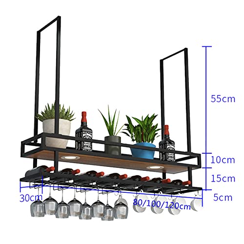 Support de verre à vin de plafond industriel avec étagère lumineuse - 7