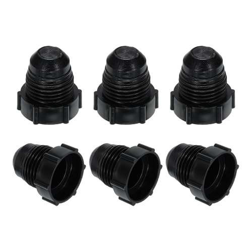 PATIKIL - PATIKIL 3/8" Plastic Threaded Plug, 6 Pack 5/8-18UNF Male Thread 45 Degree SAE Flare Tube Fitting Valve Stop Plugs for Air Conditioner Pipe Gas Line Hydraulic, Black