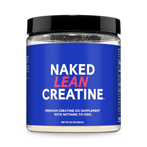 NAKED Lean Creatine HCl Powder 100 Servings - Con-Cret Creatine Hydrochloride with Organic Prickly Pear Extract Electrolytes - Muscle Growth Strength & Cognitive Support - Unflavored