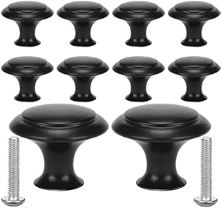 nutmanel 10pcs Zinc Alloy Stainless Steel Cabinets Knobs Handles, Round Black Drawer Knobs for Old Kitchen and Cupboard Makeovers, Black