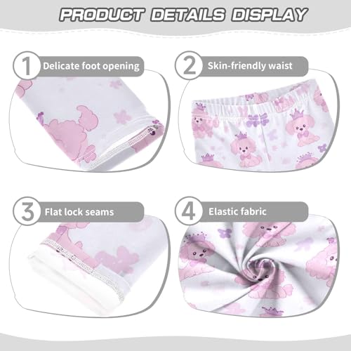 Wusikd Cute Pink Crowns Girls' Leggings Toddler Doodles Bows Kids Yoga Pants Dance Active Tights 4T3