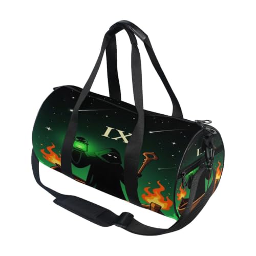 Bolsa de lona unisex con estampado del ermitaño y bolsillo organizador