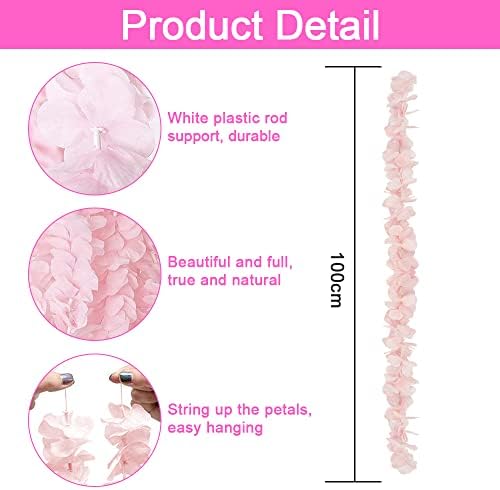 XAVSWRDE 10 PCS Artificial Flowers Hanging Garlands Silk Wisteria Vines, Total 33Ft Hydrangea Flower Garlands Fake Flower Vine Ratta Decorations for Wedding Party Home Office Garden Wall Decor (Pink)