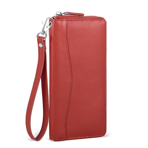 Orange Leather Wallet for Women - RFID Womens Wallet Clutch