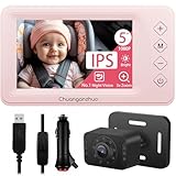 Chuanganzhuo Baby Car Camera with NO.1 Night Vision, 3X Zoom, USB Powered, 5'' HD 1080P IPS Crystal-Clear Car Baby Monitor, Backseat/Carseat Camera for Kids Infants Rear Facing, S100U, 5inch Pink