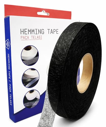 Hayal Tela 2 cm x 100 m - Çift Taraflı Yapışkan Tela - Şerit Tela - Örümcek Tela - Dikiş Nakış Telası - Hayalet Tela (Siyah)