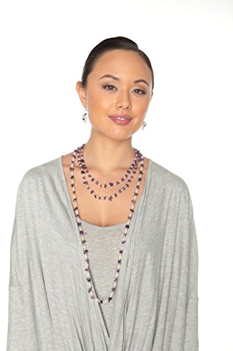 Hinsongayle 'Amelia' 2-Strand Amethyst & Freshwater Cultured Pearl Rope Necklace & Dangle Earrings-40 In Length #TOP4