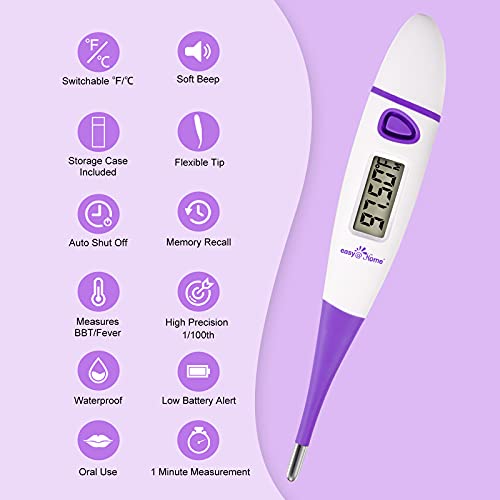 Easy@Home Basal Body Thermometer: Bbt For Fertility Prediction With Memory Recall- Accurate Digital Basal Thermometer For Temperature Monitoring With Premom App - Ebt-018 #TOP1
