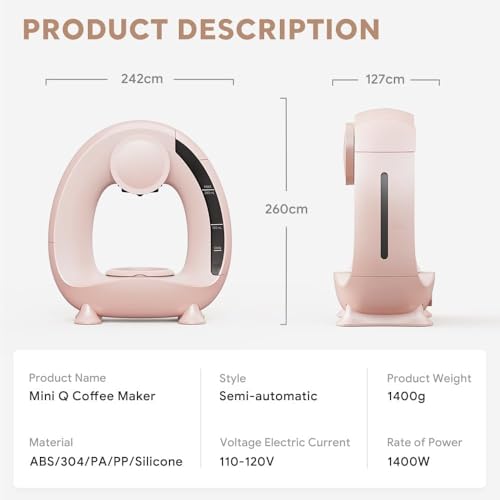 Image of Single Cup 2-In-1 Coffee Maker, Espresso Coffee Machine, Compatible with K-Cup Pod & Coffee Grounds /tea, Compact Design, 350 W Single Serve Coffee Maker Pods Machine for Home & Office (Pink)