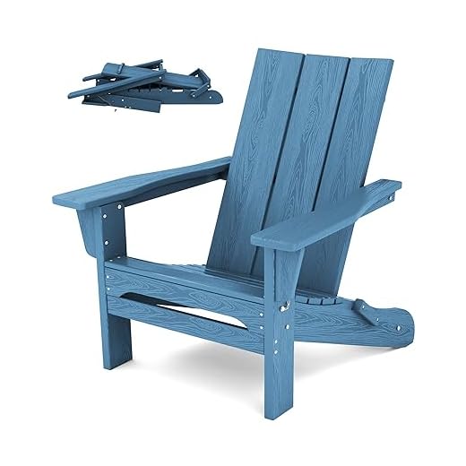 SERWALL Modern Adirondack Chair, Oversized Folding Adirondack Chair with Curved Backrest, All Weather Resistant Outdoor Adirondack Chair Set, Blue