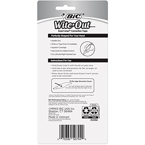 Bic Wite-Out Brand Exact Liner Correction Tape, White, 2-Count (3 Packs, 6 Tapes Total) #TOP1