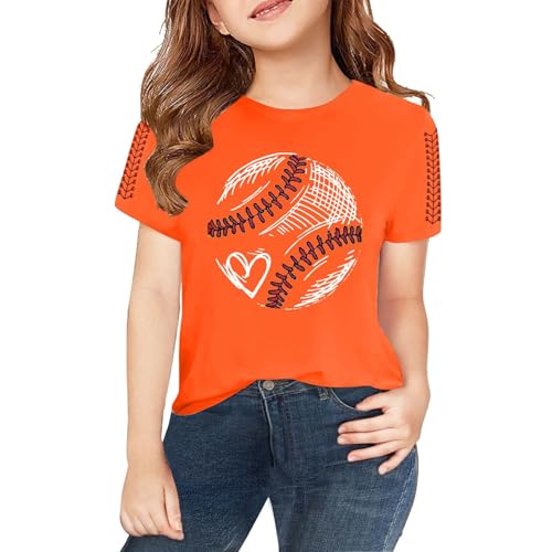 Girls Baseball T-Shirt Short Sleeve Crewneck Cotton Tee Shirts Kids Baseball Graphic Tees Casual Tops Shirts for Boys