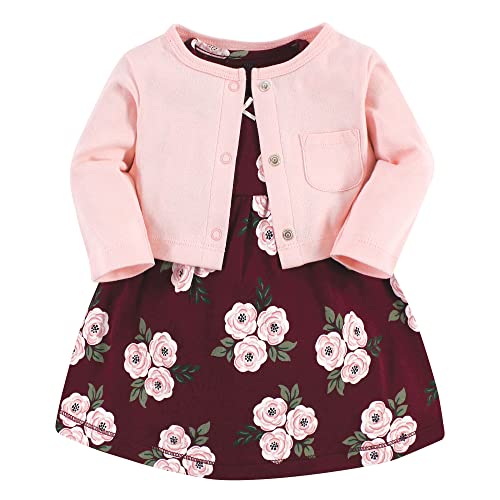 Image of Hudson Baby Baby Girls' Cotton Dress and Cardigan Set