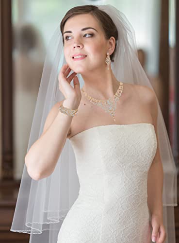 Silver Gold Plated Wedding Jewelry Sets Bridal Necklace Rhinestone Earrings Bracelets3