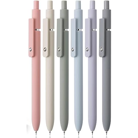 Mr. Pen - Retractable Fine Point Gel Pens, 6 Pack, Morandi Barrels, Fast Dry Ink, Cute Aesthetic Pens for Journaling Cover