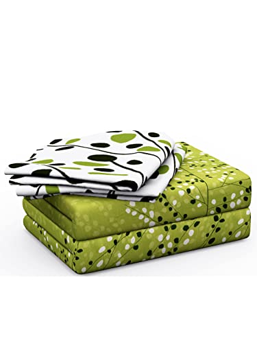 Huesland by Ahmedabad Cotton 144 TC Cotton Single Bedsheet with 1 Pillow Cover - Green
