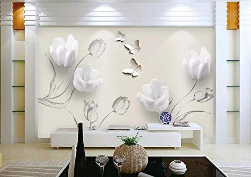 Papier peint 3D tulipe minimaliste pour salon apaisant