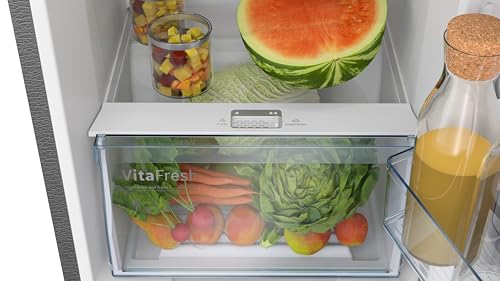 Image of Bosch 269L, 2 Star, Free-Standing Frost Free Double Door Refrigerator | XL Fridge Space | Easy Touch UI Panel | Super fast Cooling and Freezing | 18 Hrs Cooling Retention (CTN29S02NI, Shiny Silver)