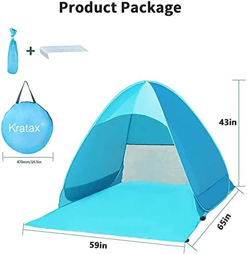 Beach Tent Pop Up Beach Shelter, small tent pop up for 3 Person, Automatic Instant shade tent pop up tents for adults waterproof Rated UPF 50+ UV tent for the sunshade garden