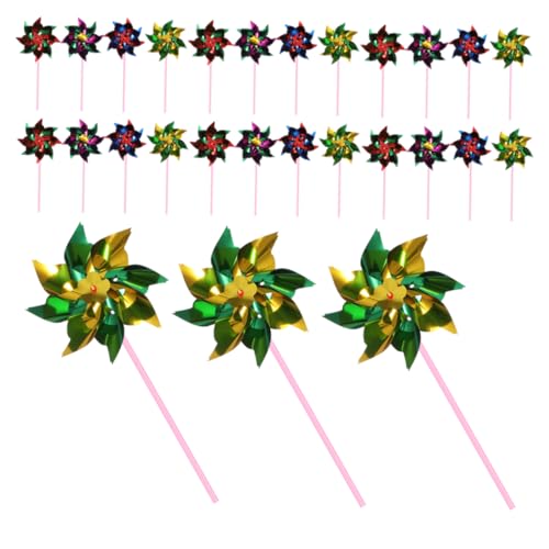 TOYANDONA 50pcs Windmill Toys for Kids Hand Windmill Garden and Straw Assembly Toys Decorative Wind Set
