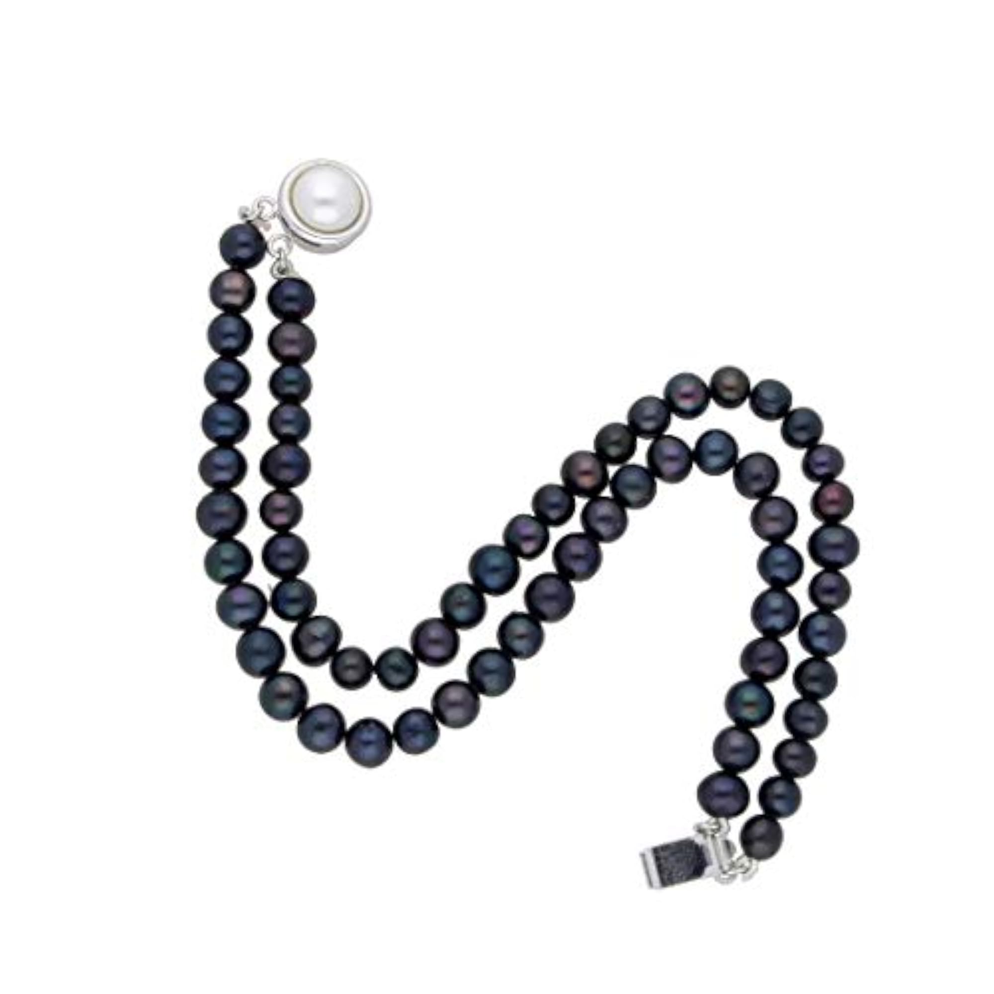 Dual Line Black Pearl Bracelet, Stylish Design