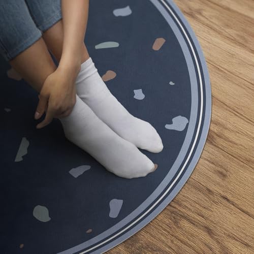 Tapis vinyle rond de sol cuisine résistant pvc imprimé pastel 150 cm - 5