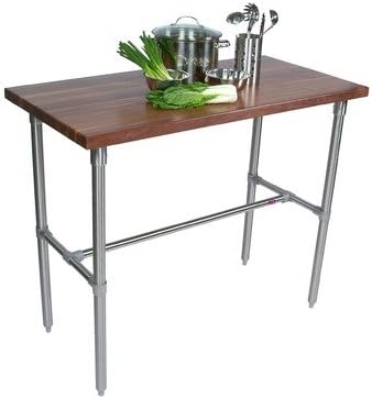 John Boos Cucina Classico Kitchen Island with Walnut End Grain Top & Casters, 48" W x 30" D x 36" H