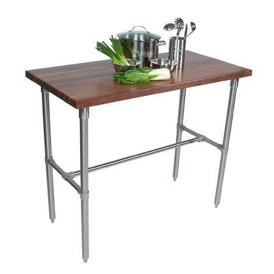 John Boos Cucina Classico Kitchen Island with Walnut End Grain Top & Casters, 48" W x 30" D x 36" H