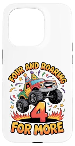Four and Roaring for More Funny 4th Birthday�g���b�N �X�}�z�P�[�X iPhone 15 Pro �p