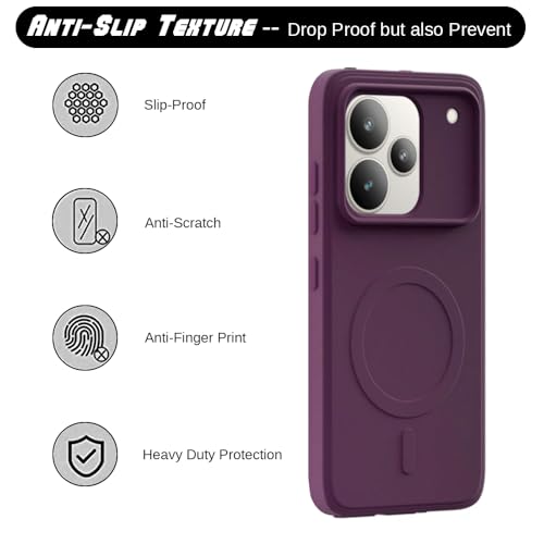 Image of Back Cover Compatible with Realme P4 Pro 5G | MagFit Ring Design (Non-Magnetic) | Shockproof Case | Anti-Slip Grip | Raised Camera Edges | Slim Protective Case for Realme P4 Pro 5G (Purple)