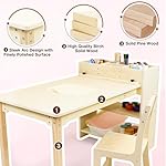 Kids Art Table and Chair Set, Birch Wooden Activity Craft Table, Kids Drawing Table, Toddler Desk with Storage and 1 Chair - Image 3