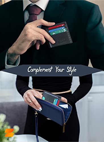 Slim Credit Cardholder Minimalist Wallet – Premium Carbon Fiber Leather Wallet– Cardholder Wallet for Men and Women with 7 Slots – Including 1 ID Card Slot – RFID Blocking Slim Wallet (Blue)2