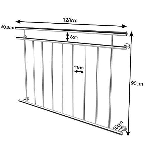 LZQ Frans 128 x 90 cm balkon roestvrij staal glanzend balustrades balustrades balustrades balkonbescherming… - Image 3