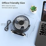 Wentylatory Biurkowe USB Białe, Mały Wentylator Biurkowy, Mocny i 3-Biegowy Obrót o 360°, Cichy Wentylator Biurkowy z Haczykiem i Antypoślizgową Gumą, Mini Wentylator Osobisty, Przenośny Wentylator
